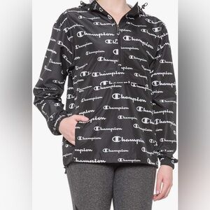 NWOT GENDER NEUTRAL CHAMPION BLACK/WHITE WINDBREAKER, CLASSIC & FUNCTIONAL. Sz.L